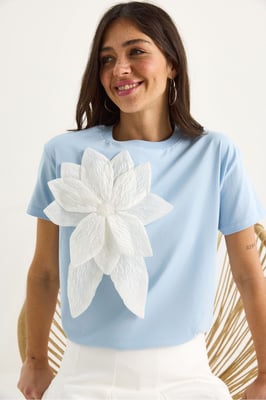 T-Shirt mit Rundhalsausschnitt und Blumenmuster inklusive Zubehördetails