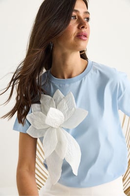T-Shirt mit Rundhalsausschnitt und Blumenmuster inklusive Zubehördetails