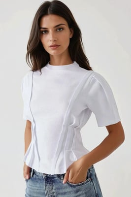 Figurbetontes Rundhals-T-Shirt