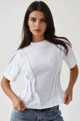 Figurbetontes Rundhals-T-Shirt