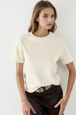 Rundhals Baumwoll-T-Shirt