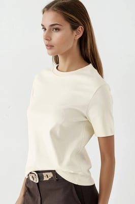 Rundhals Baumwoll-T-Shirt