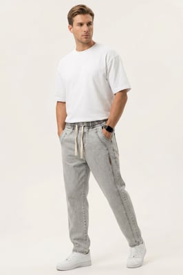 Lässige Denim-Hosen mit Zugbandbund
