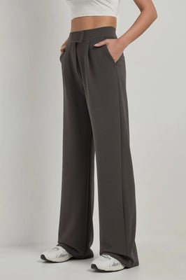 Hochtaillierte elastische Crepe Palazzo-Hose