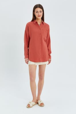 Übergröße Musselin Basic Shirt