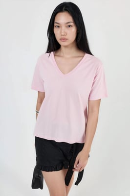V-Ausschnitt Unifarben Strick-T-Shirt