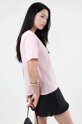 V-Ausschnitt Unifarben Strick-T-Shirt