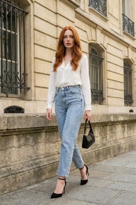 Hochtaillierte Slim-Fit Jeans