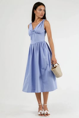 V-Ausschnitt Midi-Kleid mit Schleifen-Detail