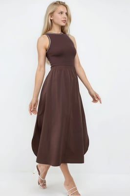 Ärmelloses Midi-Kleid mit Rundhalsauschnitt