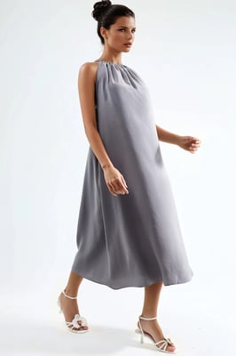Halter-Nack Midi-Kleid