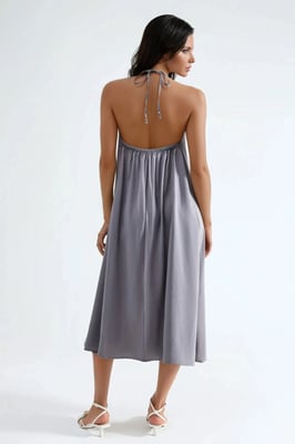 Halter-Nack Midi-Kleid