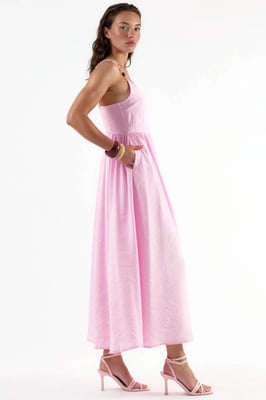A-Linien-Midikleid mit Accessoire-Detail