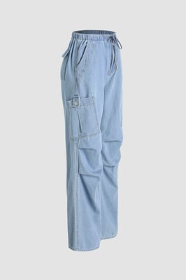 Elastische Bund Cargo-Jeans