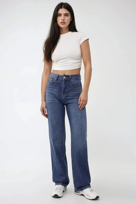 Hochtaillierte Straight-Leg-Jeans