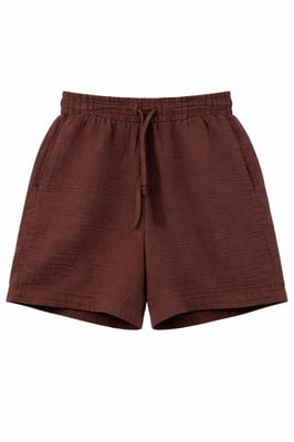 Hochtaillierte strukturierte Baumwollshorts
