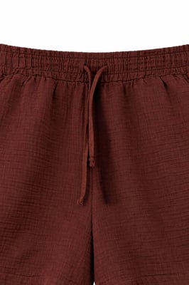 Hochtaillierte strukturierte Baumwollshorts