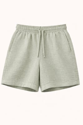Hochtaillierte strukturierte Baumwollshorts