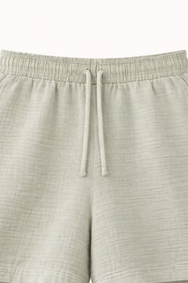 Hochtaillierte strukturierte Baumwollshorts
