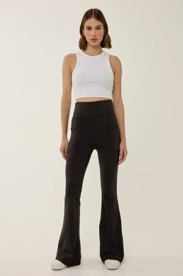 Hochtaillierte Weite Leggings mit Taschen