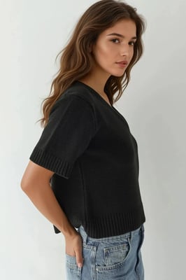 V-Ausschnitt Kurzarmpullover