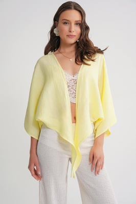 Texturierte V-Ausschnitt Bolero Bluse