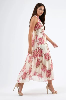 Blumen-Maxi-Kleid mit Bindeband