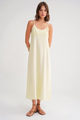 Maxikleid mit gekräuseltem Detail und Trägern