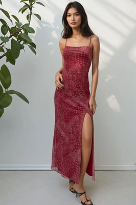 Druckiertes Midi-Kleid mit quadratischem Ausschnitt