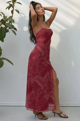Druckiertes Midi-Kleid mit quadratischem Ausschnitt