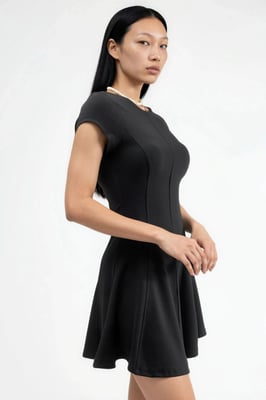 Kurzärmeliges Mini A-Linien Kleid