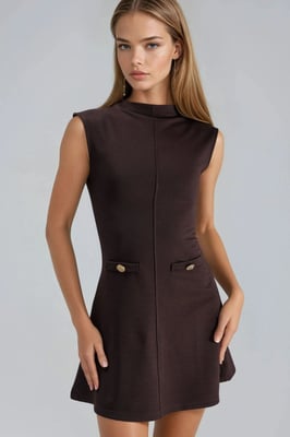 Mini-Kleid mit Stehkragen und Taschen-Details