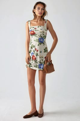 Bedrucktes Bodycon-Minikleid mit quadratischem Kragen