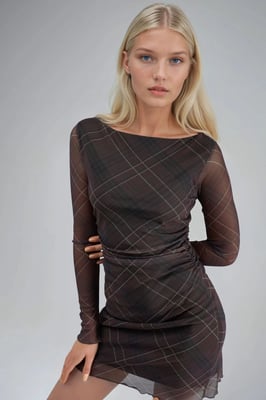 Karierter Tüll-Minikleid
