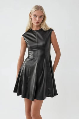 Kunstleder Mini-Kleid mit Reißverschluss