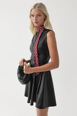 Kunstleder Mini-Kleid mit Reißverschluss