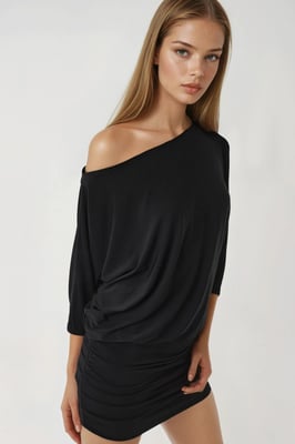 Asymmetrisches Kragenfigurbetontes Minikleid