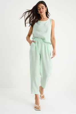 Ärmellose Rundhalsbluse und Carrot-Fit-Hosen-Set