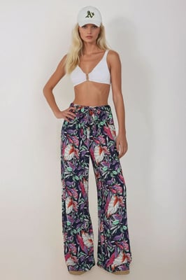 Bedruckte Weite Beinen Hose mit Kordelzug