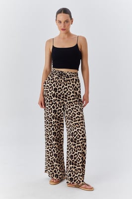 Hochwaisted, Leopardenmuster, Weitbeinige Hose