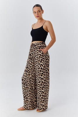 Hochwaisted, Leopardenmuster, Weitbeinige Hose