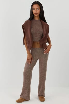 Elastischer Bund Weiche Strickhose mit Textur