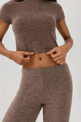 Elastischer Bund Weiche Strickhose mit Textur