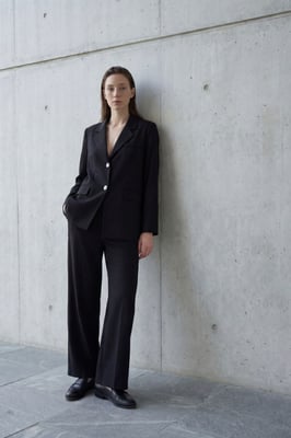 Baumwoll-Leinen-Blazer mit Knopfverschluss