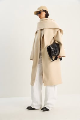 Oversized Schal-Kragen Knopfmantel