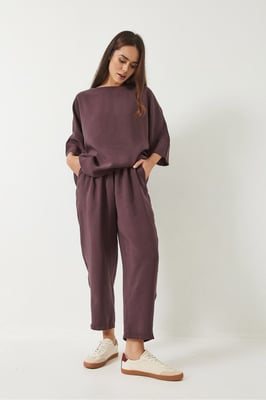 Oversized Boot-Ausschnitt Polyester Zweiteiliges Set