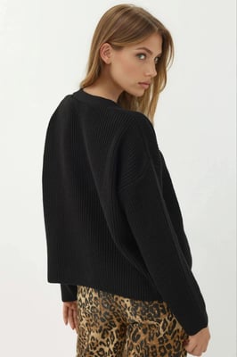 V-Ausschnitt Geknöpfter Oversized Cardigan