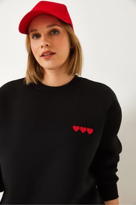 Bestickter Rundhals-Sweatshirt mit lässiger Passform