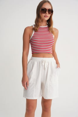 Hochtaillierte Baumwoll-Shorts mit Kordelzug