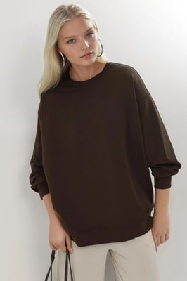 Lässiges Rundhals gestricktes Sweatshirt